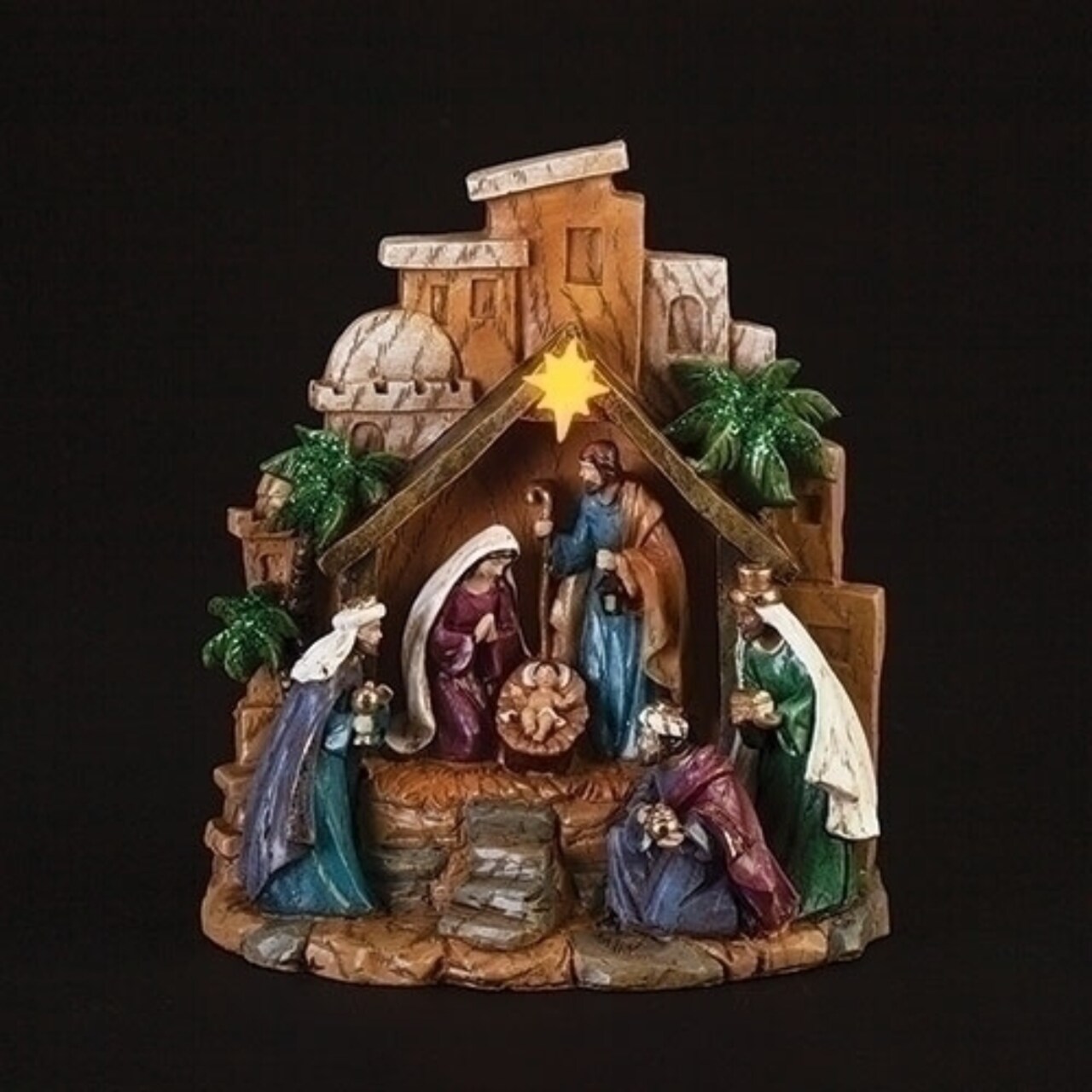 Roman 7.75" LED Lighted Nativity Scene Christmas Tabletop Figurine